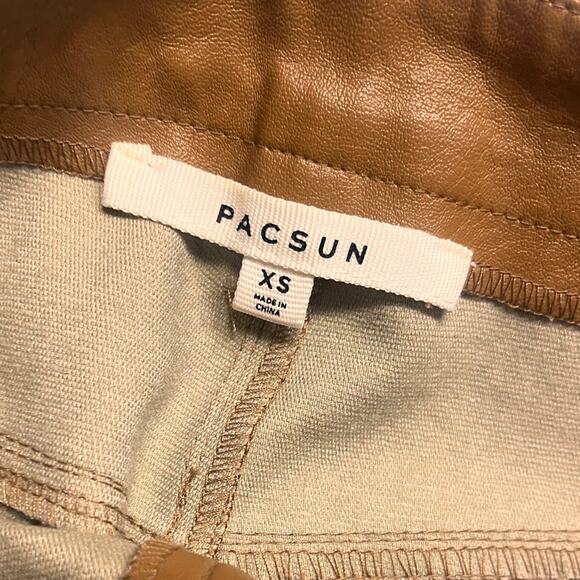PacSun Tan '90s Faux Leather Pants XS - Picture 7 of 12